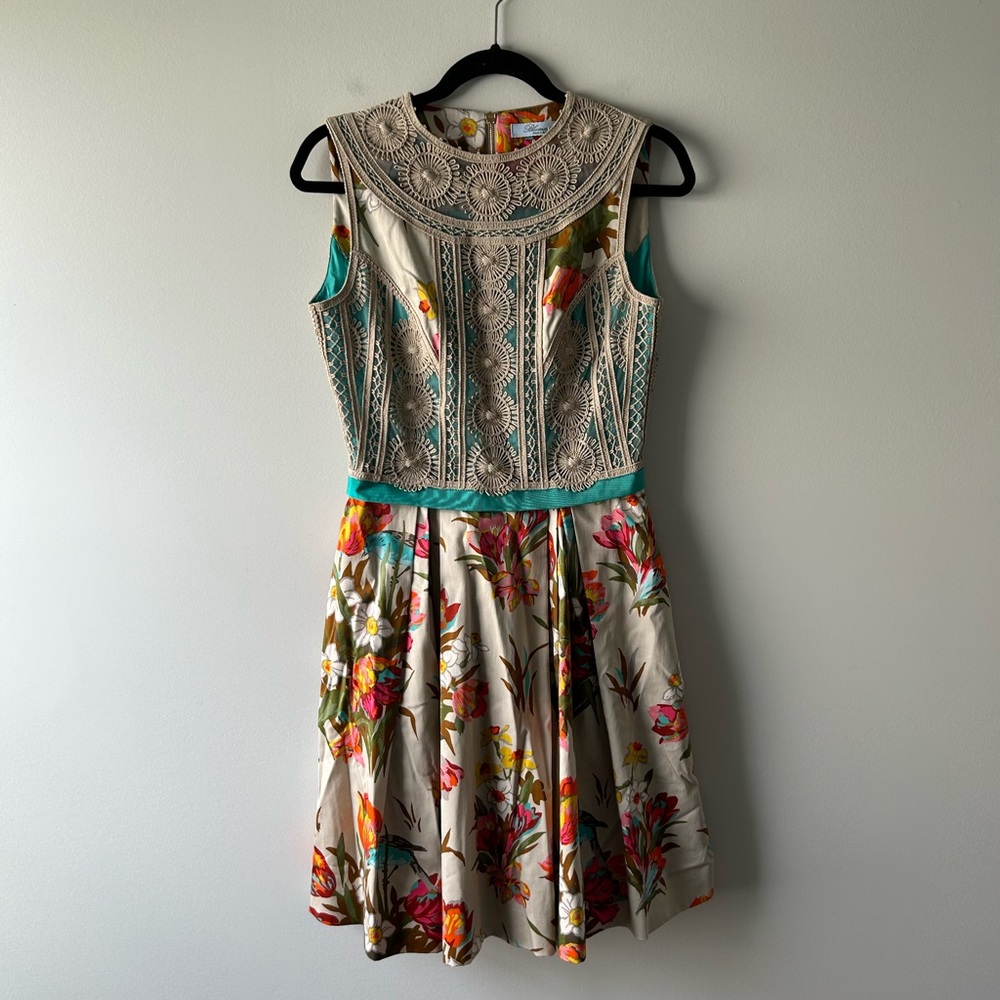 Blumarine White and Pink Fit and Flare Mini Dress